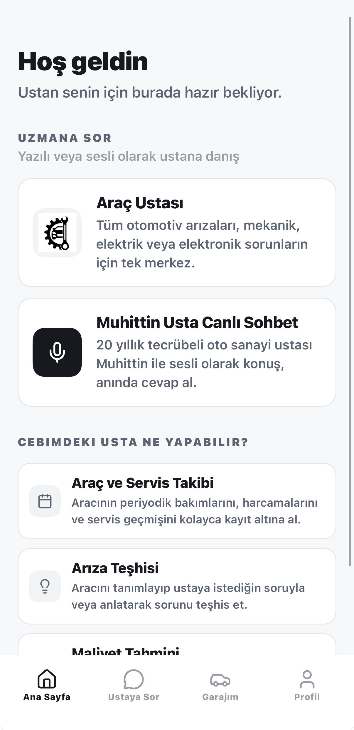 Mobil Uygulama - Asistan önizleme
